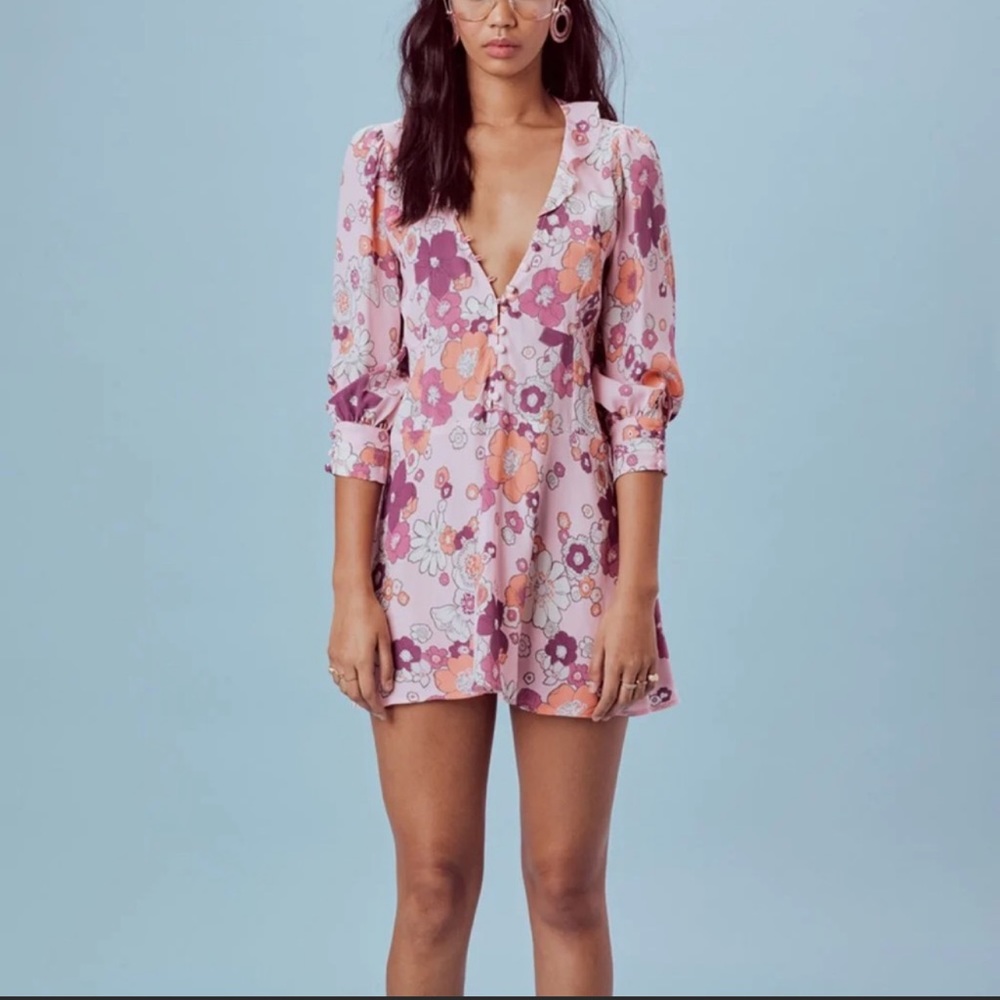 For Love and Lemons pink Magnolia Trapeze Mini dress SZ Small. NEW with tags!
